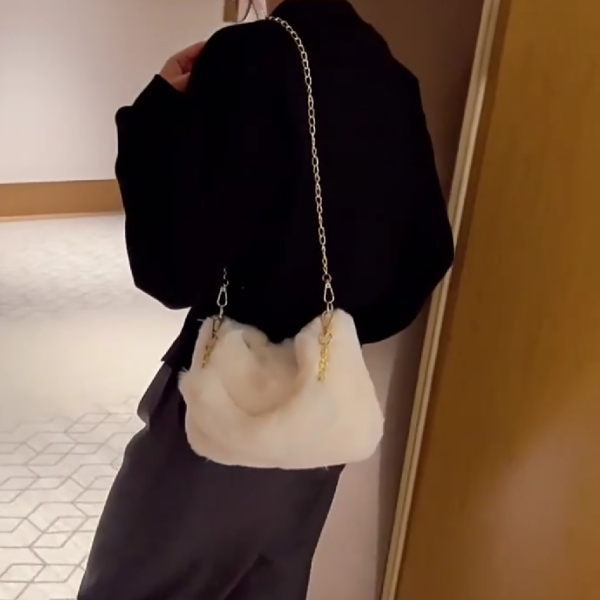 Korean Style Luxurious Plush Fur Crossbody Bag for Women
